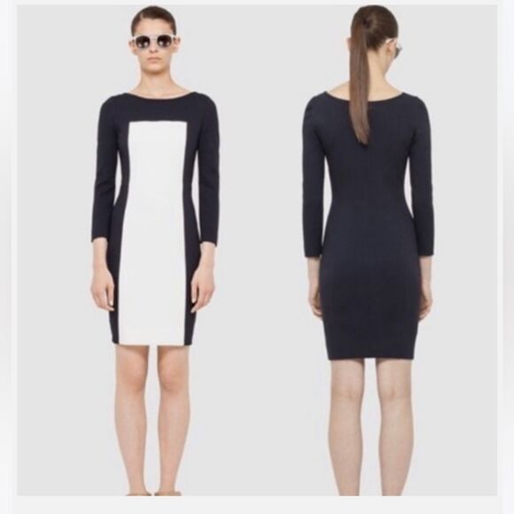 Akris Punto Colorblock Navy White Shift Mini Dress Women's Size - Picture 1 of 5